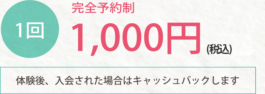 完全予約制　1回　1,000円（税別）